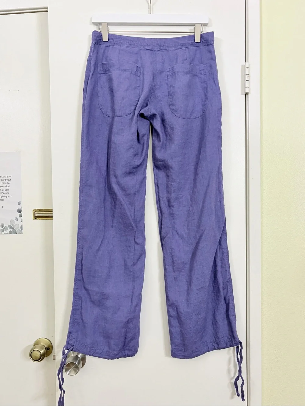 H&M U&Z Linen Pants Size 34 US 2 Purple Low Rise Wide Leg Y2K Boho Coastal